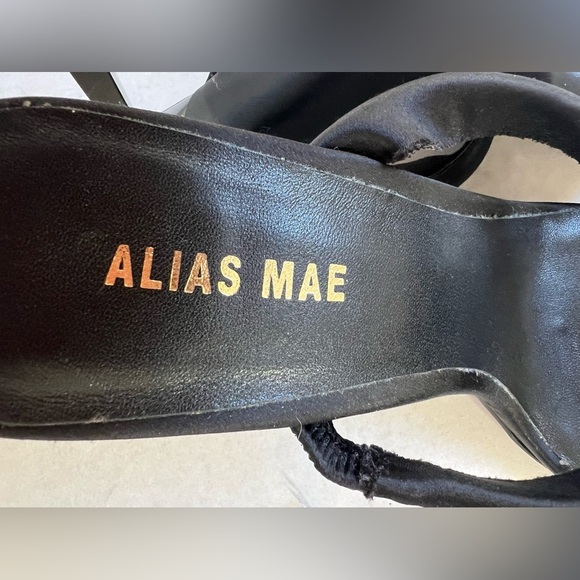 Alias Mae Ashley Womens Satin Stiletto Heel Sandals Shoes Black NWOB Sz 38 US 7 - Picture 7 of 8